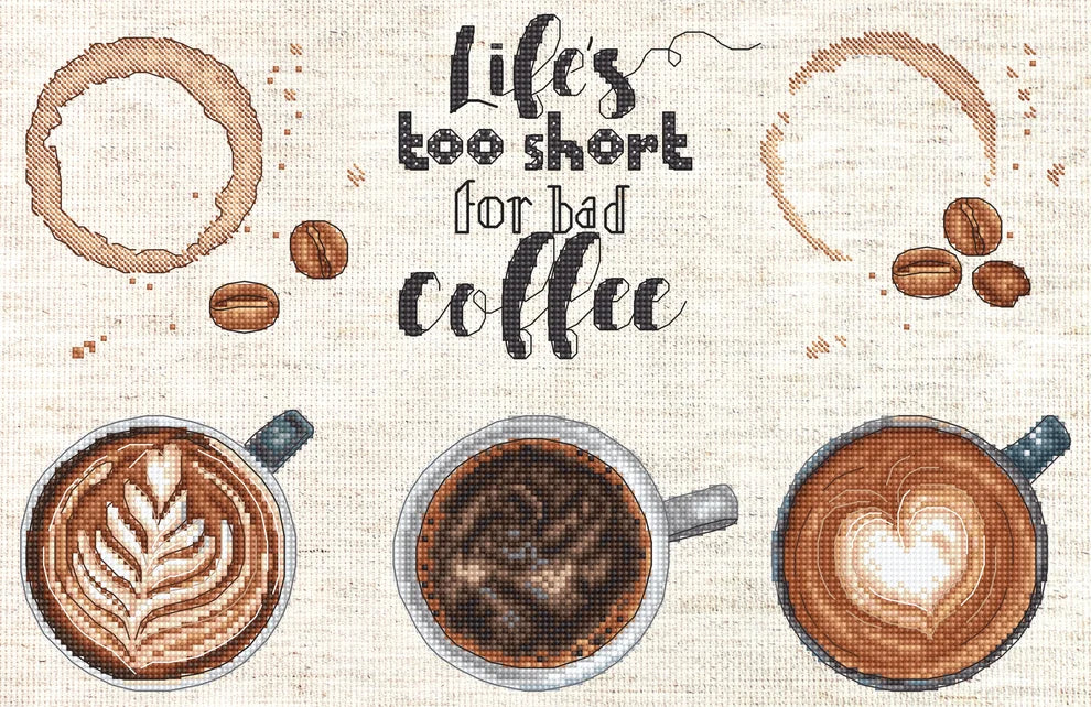Borduurpakket Life's too short for bad coffee