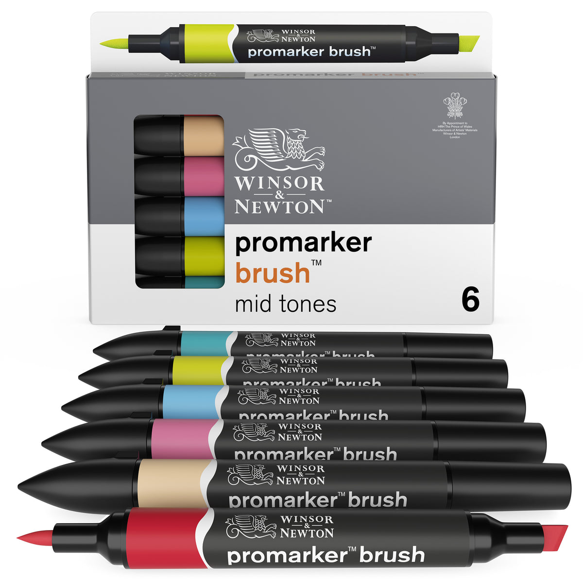 Promarker Brush Mid Tones Set (6 stuks)