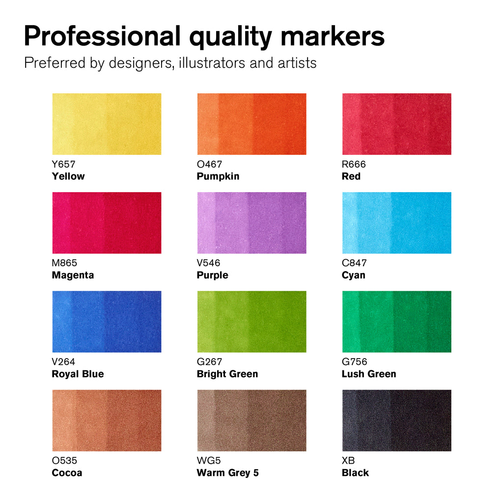 Promarker Brush Vibrant Tones Set (12 + 1 stuks)